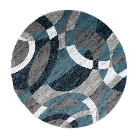 World Rug Gallery Contemporary Abstract Circles Soft Area Rug 6'6'' Round Blue 105BLUE6RND